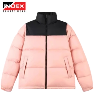 Pink and Black Puffer Jacket Stylish two-tone winter